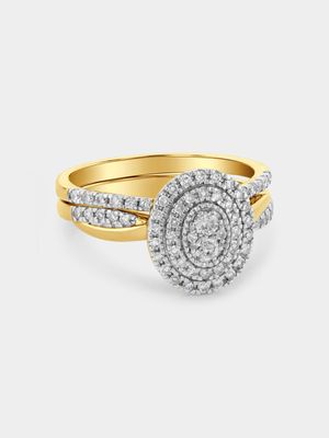 Yellow Gold 0.50ct Diamond Oval Double Halo Crossover Twinset Ring