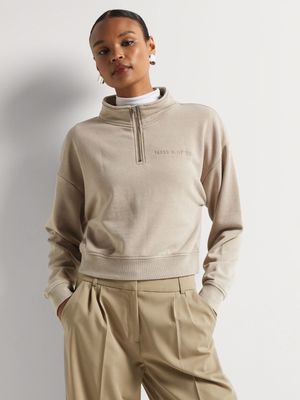 Y&G Faded Cropped Quarter Zip Sweat