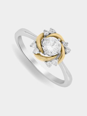 Yellow Gold & Sterling Silver Tiana Solitare Ring