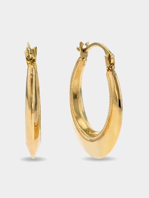 Yellow Gold, Beaded Creole Earrings