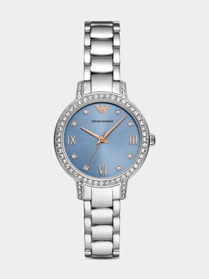 Emporio Armani Women's Blue Dial Stainless Steel Bracelet Watch