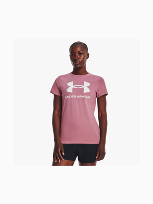 Womens Under Armour Sportstyle Logo Pink Graphc Tee