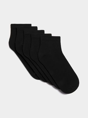 Jet Men's 5 Pack Black Plain TL Socks