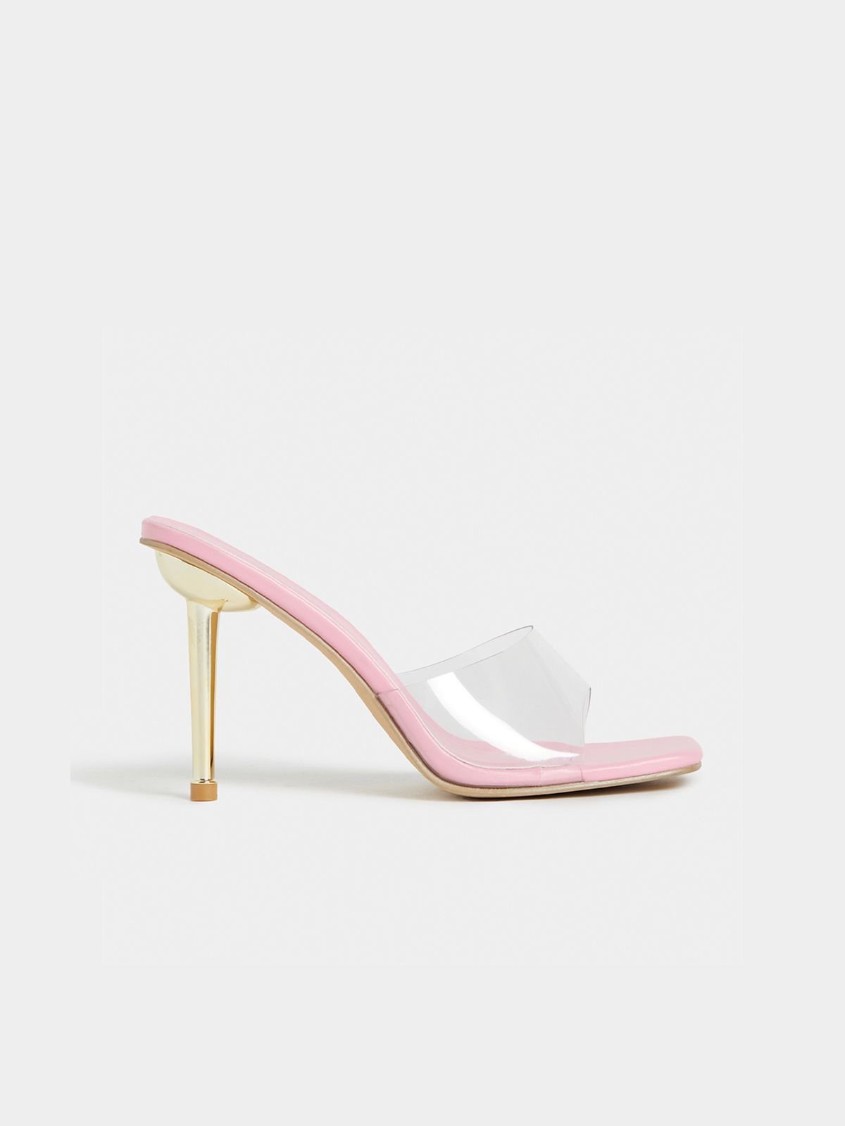 perspex mule heels