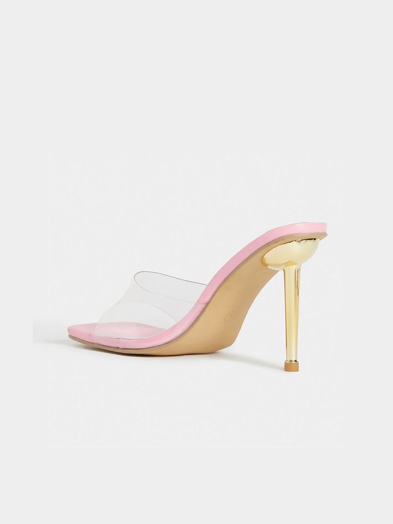 Women's Pink Perspex Heeled Mule - Bash.com