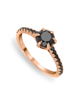 Rose Gold 1.44ct Black Diamond Classic Solitaire Ring