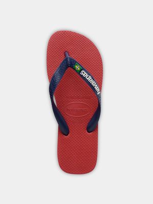 Mens Havaianas Brazil Logo Red Flip Flops