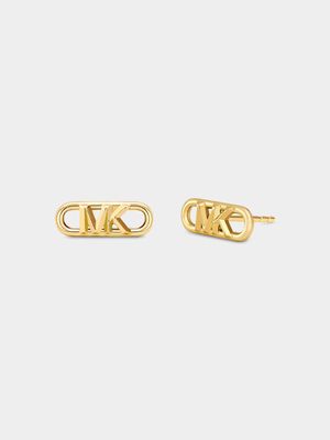 Michael Kors MK Statement Link Collection Gold Plated Sterling Silver Stud Earrings