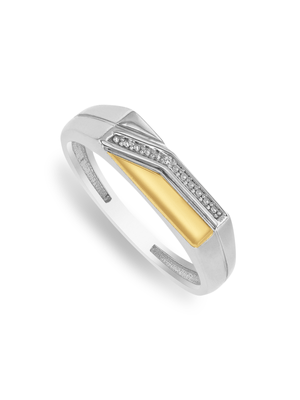 5ct Yellow Gold & Silver Men's Ring