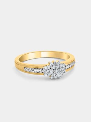 Yellow Gold 0.15ct Diamond Flower Cluster Ring