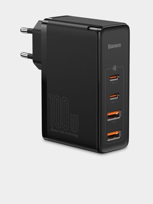 Baseus GaN2 Pro 100W Quick Charger with 4 Ports, 2 USB-C + 2 USB EU