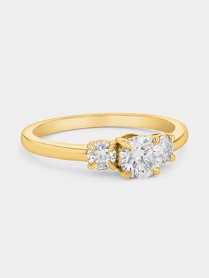 Yellow Gold 0.8ct Lab Grown Diamond Trilogy Ring