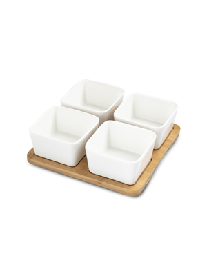 ciroa bowls square+bamboo tray 4pc