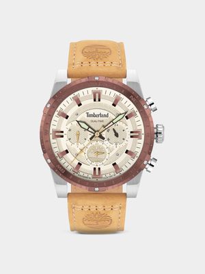 Timberland Men's Fitzwilliam Stainless Steel Tan Leather Chronograph Watch