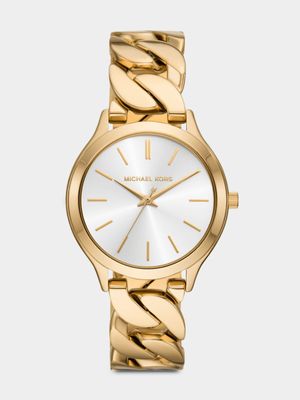 Michael Kors Runway Gold Plated Stainless Steel Curb Bracelet Watch