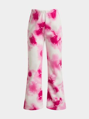 Jet Younger Girls Pink Tie Dye Flare Active Pants