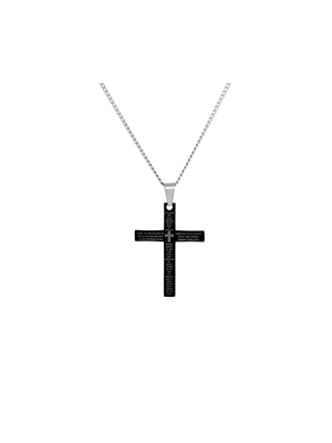 Stainless Steel Black Prayer Cross Pendant