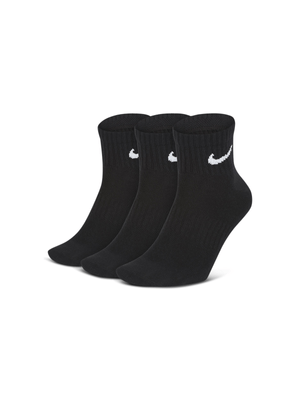 Unisex Nike Everyday 3-pack Lightweight Black Ankle Socks