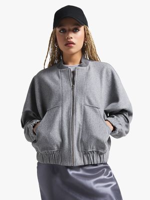 Women's Grey Bomber Jacket