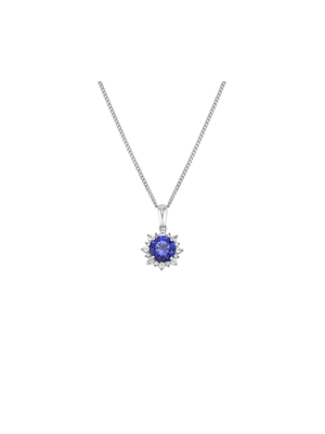 Sterling Silver Created Sapphire & Diamond Women's Snow Pendant