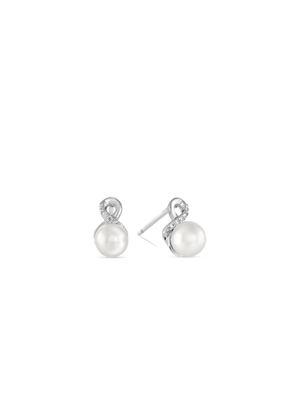 Cheté Sterling Silver Freshwater Pearl & Cubic Zirconia Infinity Stud Earrings