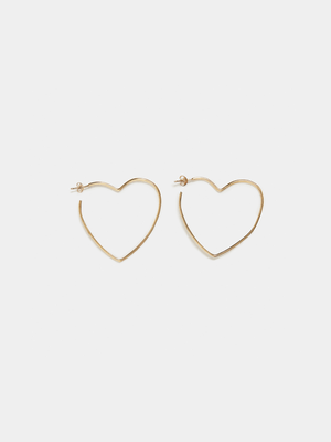 18ct Gold Plated Large Gold Heart Hoops
