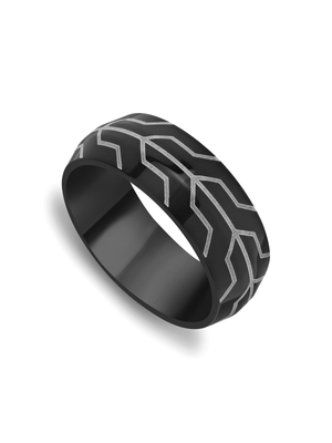 Stainless Steel Black Plated Patterned Men’s Ring