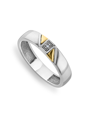 Yellow Gold & Sterling Silver With Diamond Men's Wedding Band