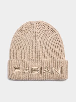 Fabiani Men's Embroidered Ribbed Stone Beanie