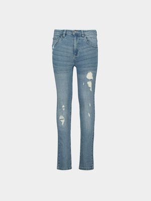 Younger Boy's Medium Wash Rip & Repair Jeans