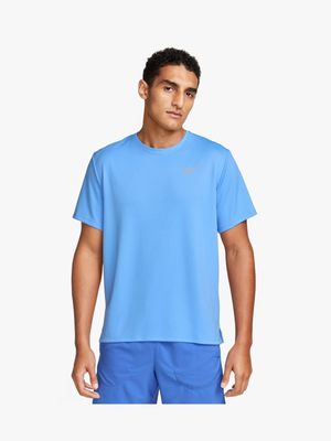 Mens Nike Dri-Fit UV Miler Blue Short Sleeve Top