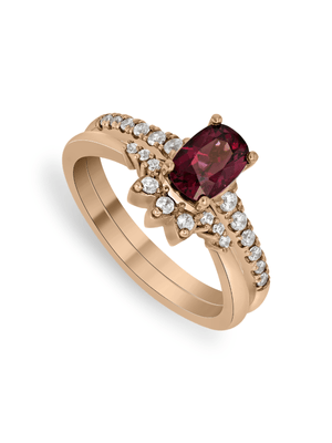 Rose Gold Diamond & Rhodolite Mystical Twinset Ring
