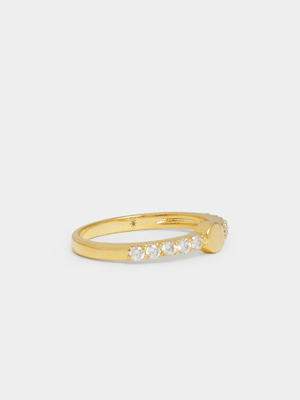 18ct Gold Plated Pave Setting with Center Dot Ring