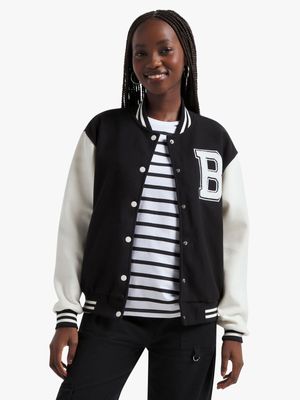 Jet Women's Black Varsity Baseball Jacket