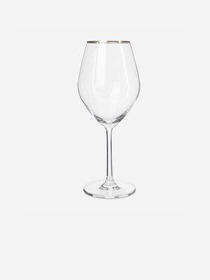 glamour wine glass w/gold rim 595ml