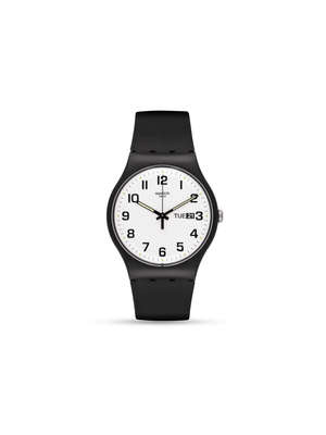 Swatch Twice Again Black Silicone Watch