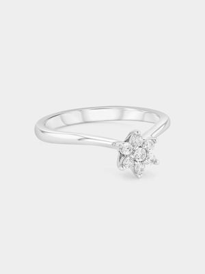 Sterling Silver Lab Grown Diamond Star Flower Ring