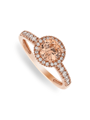 Rose Gold, Cubic Zirconia Vintage Pink Cubic Zirconia Halo Ring