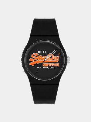 Superdry Men's Urban Original Black & Orange Silicone Watch