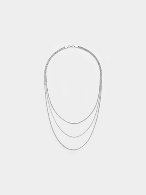 Sterling Silver Women's Triple Singapore Necklace
