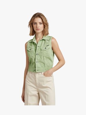 G-Star Women's Slim Denim Green Vest