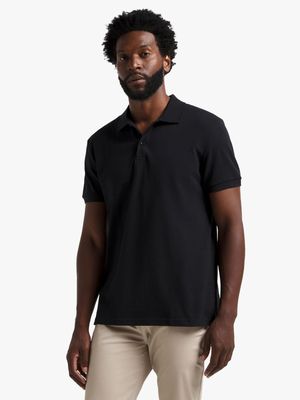 Jet Men's Black Basic Golfer Shirt