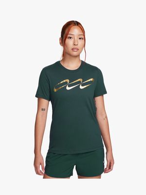 Womens Nike Dri-Fit Short Sleeve Jungle Green Tee