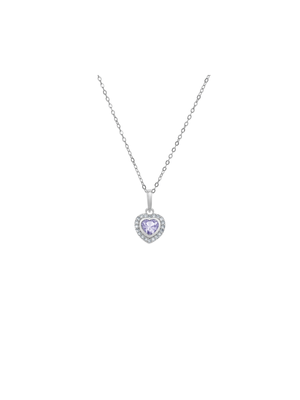 Sterling Silver Lilac Cubic Zirconia Kid's June Birthstone Pendant Necklace