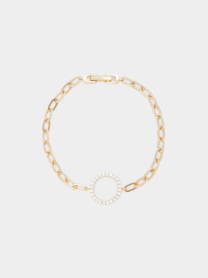 18ct Gold Plated CZ Open Circle Bracelet