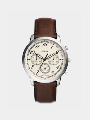 Fossil Men's Neutra Stainless Steel Brown Leather Chronograph Watch