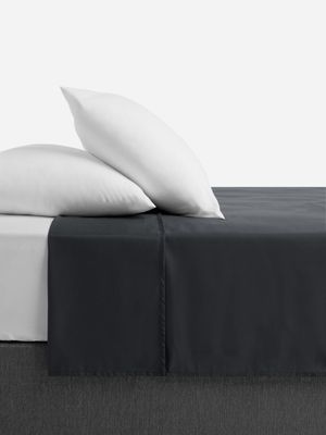 Jet Home Charcoal Percale Flat Sheet Double/Queen