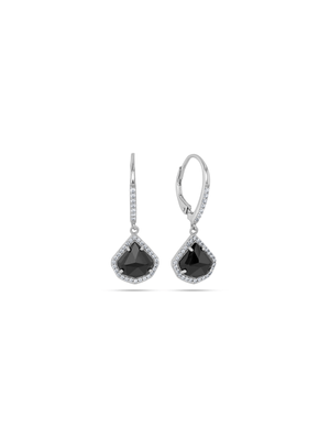 Sterling Silver Black Cubic Zirconia Iconic Halo Women’s Drop Earrings