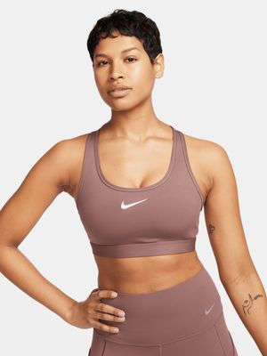 Womens Nike Swoosh Medium Impact Mauve Bra