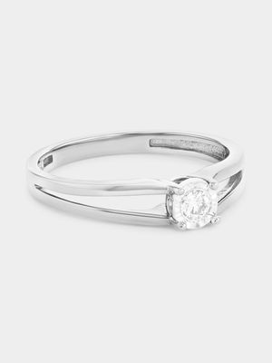 White Gold 0.10ct  Diamond Solitaire Split Ring